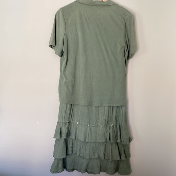 Sage West Skirts Prairie Chic Sage West M 2 Piece Top And Ruffled Miniskirt With Silver